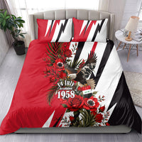 Iraq Revolution Soaring Eagle Bedding Set Iraqi Flag Red Roses Floral Design