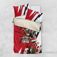 Iraq Revolution Soaring Eagle Bedding Set Iraqi Flag Red Roses Floral Design