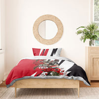 Iraq Revolution Soaring Eagle Bedding Set Iraqi Flag Red Roses Floral Design