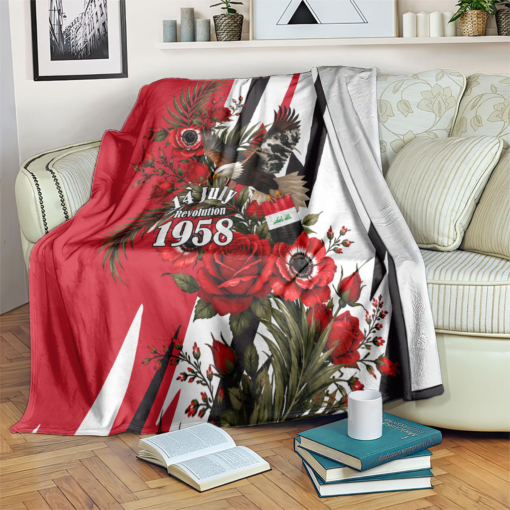 Iraq Revolution Soaring Eagle Blanket Iraqi Flag Red Roses Floral Design