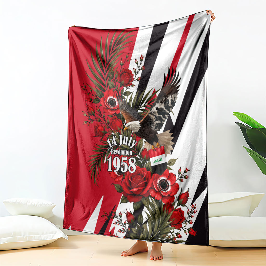 Iraq Revolution Soaring Eagle Blanket Iraqi Flag Red Roses Floral Design