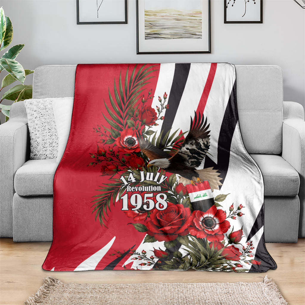 Iraq Revolution Soaring Eagle Blanket Iraqi Flag Red Roses Floral Design
