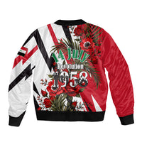 Iraq Revolution Soaring Eagle Bomber Jacket Iraqi Flag Red Roses Floral Design