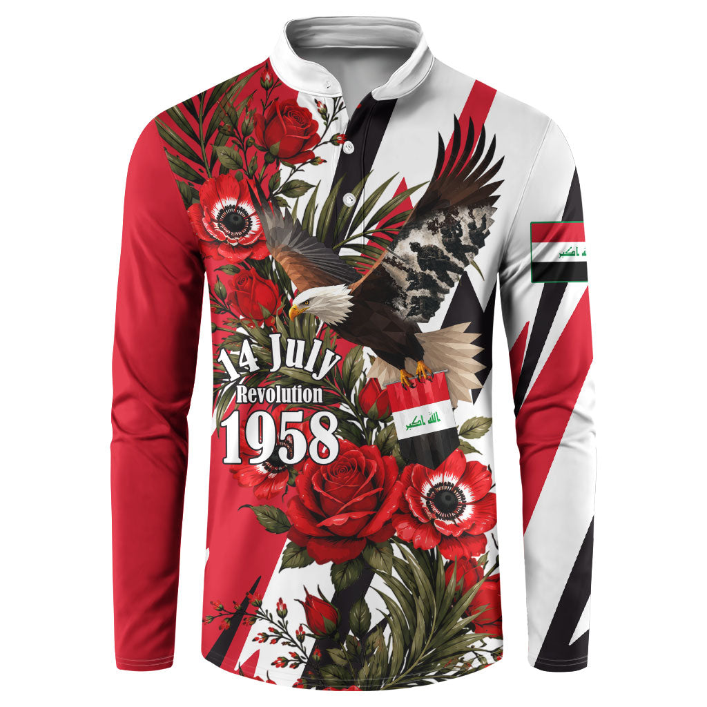 Iraq Revolution Soaring Eagle Button Sweatshirt Iraqi Flag Red Roses Floral Design