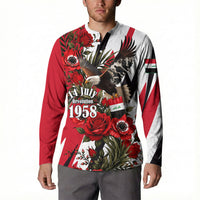 Iraq Revolution Soaring Eagle Button Sweatshirt Iraqi Flag Red Roses Floral Design