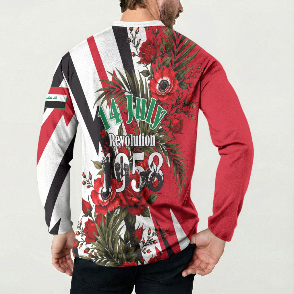 Iraq Revolution Soaring Eagle Button Sweatshirt Iraqi Flag Red Roses Floral Design