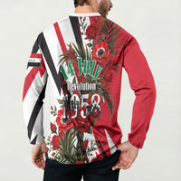 Iraq Revolution Soaring Eagle Button Sweatshirt Iraqi Flag Red Roses Floral Design