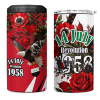 Iraq Revolution Soaring Eagle 4 in 1 Can Cooler Tumbler Iraqi Flag Red Roses Floral Design