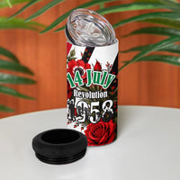 Iraq Revolution Soaring Eagle 4 in 1 Can Cooler Tumbler Iraqi Flag Red Roses Floral Design