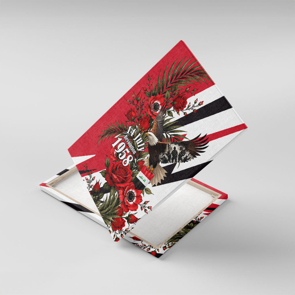 Iraq Revolution Soaring Eagle Canvas Wall Art Iraqi Flag Red Roses Floral Design