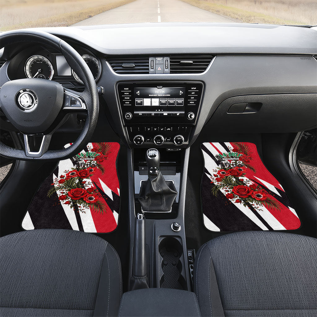 Iraq Revolution Soaring Eagle Car Mats Iraqi Flag Red Roses Floral Design