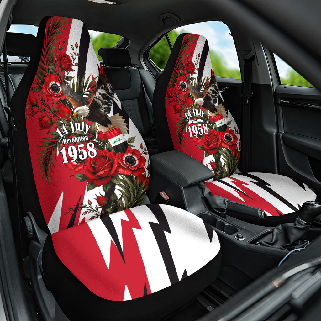 Iraq Revolution Soaring Eagle Car Seat Cover Iraqi Flag Red Roses Floral Design