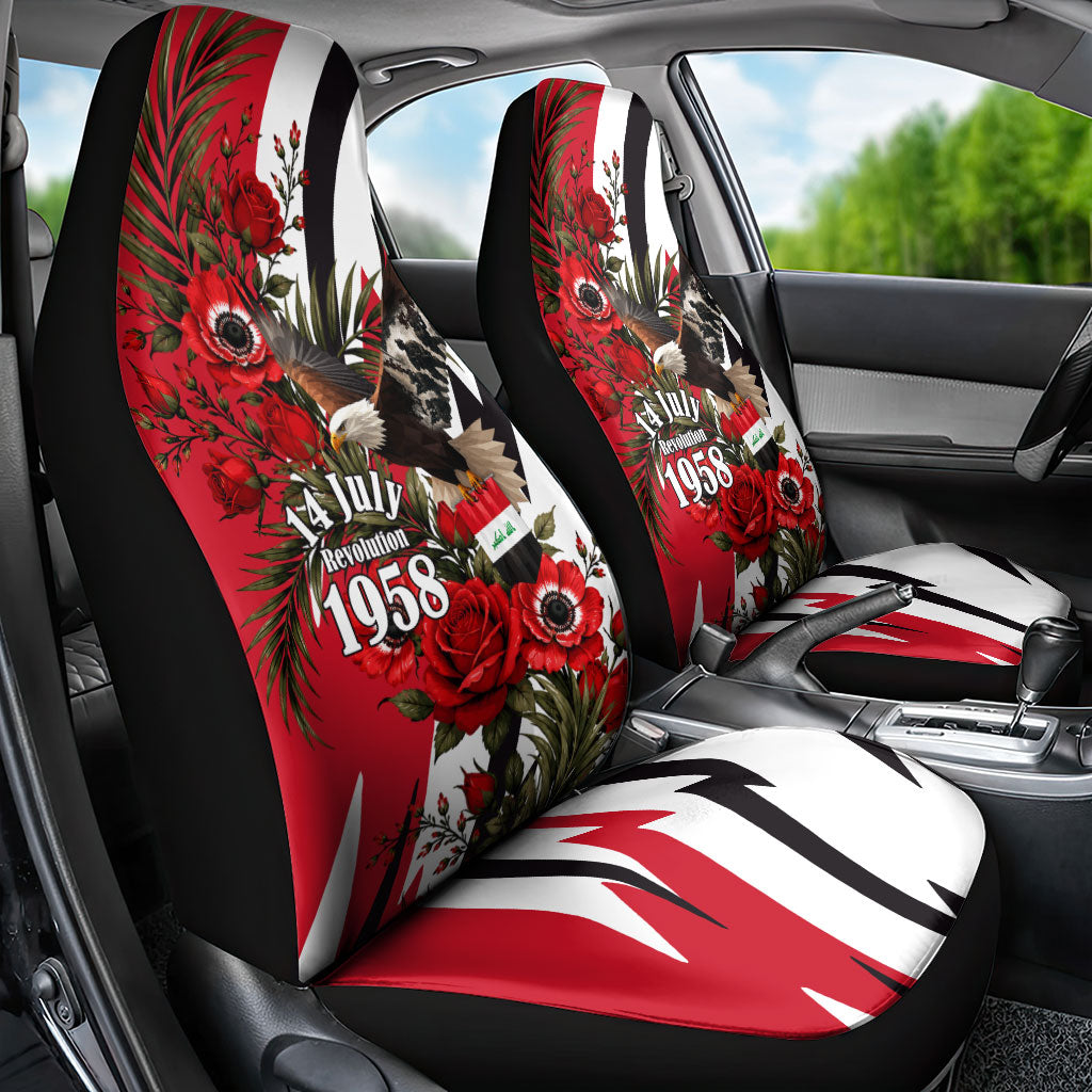 Iraq Revolution Soaring Eagle Car Seat Cover Iraqi Flag Red Roses Floral Design