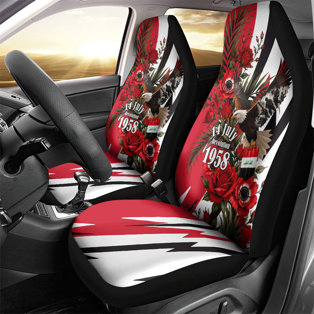 Iraq Revolution Soaring Eagle Car Seat Cover Iraqi Flag Red Roses Floral Design