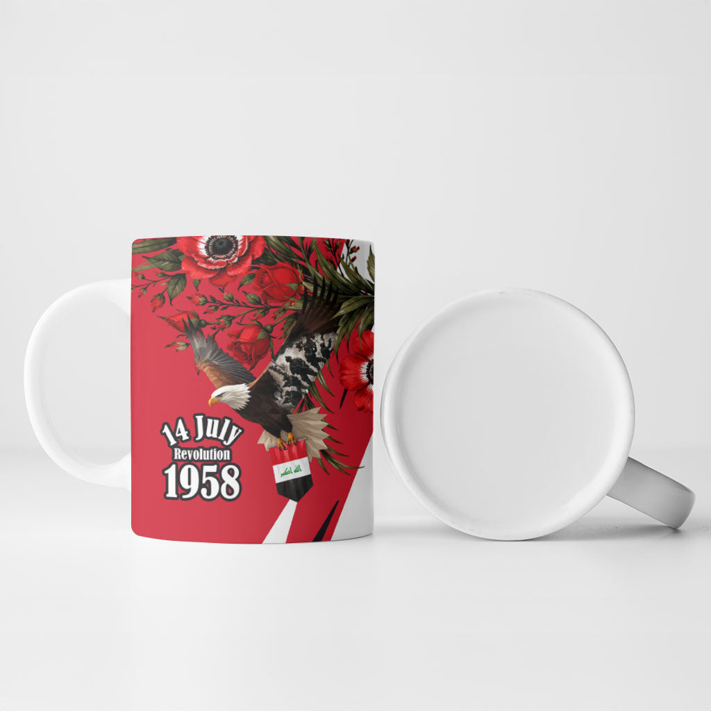 Iraq Revolution Soaring Eagle Ceramic Mug Iraqi Flag Red Roses Floral Design