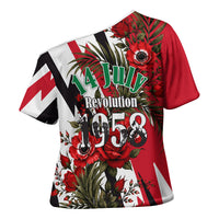 Iraq Revolution Soaring Eagle Cross Shoulder Shirt Iraqi Flag Red Roses Floral Design