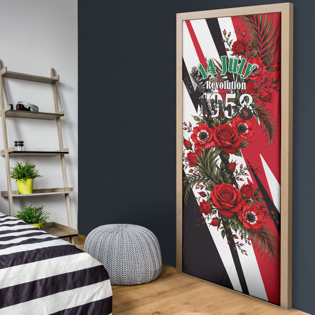 Iraq Revolution Soaring Eagle Door Cover Iraqi Flag Red Roses Floral Design
