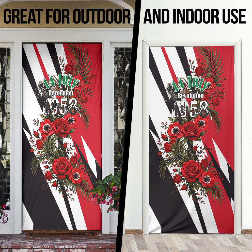 Iraq Revolution Soaring Eagle Door Cover Iraqi Flag Red Roses Floral Design