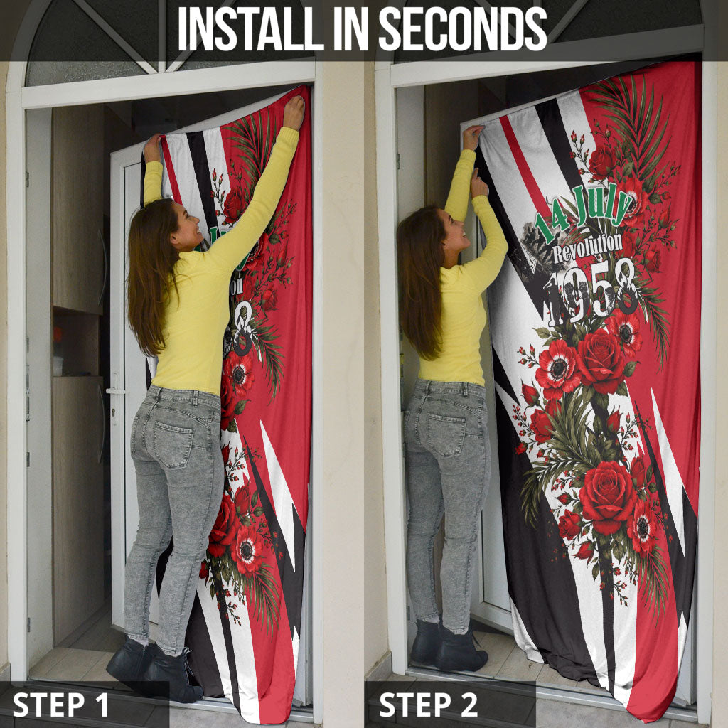 Iraq Revolution Soaring Eagle Door Cover Iraqi Flag Red Roses Floral Design