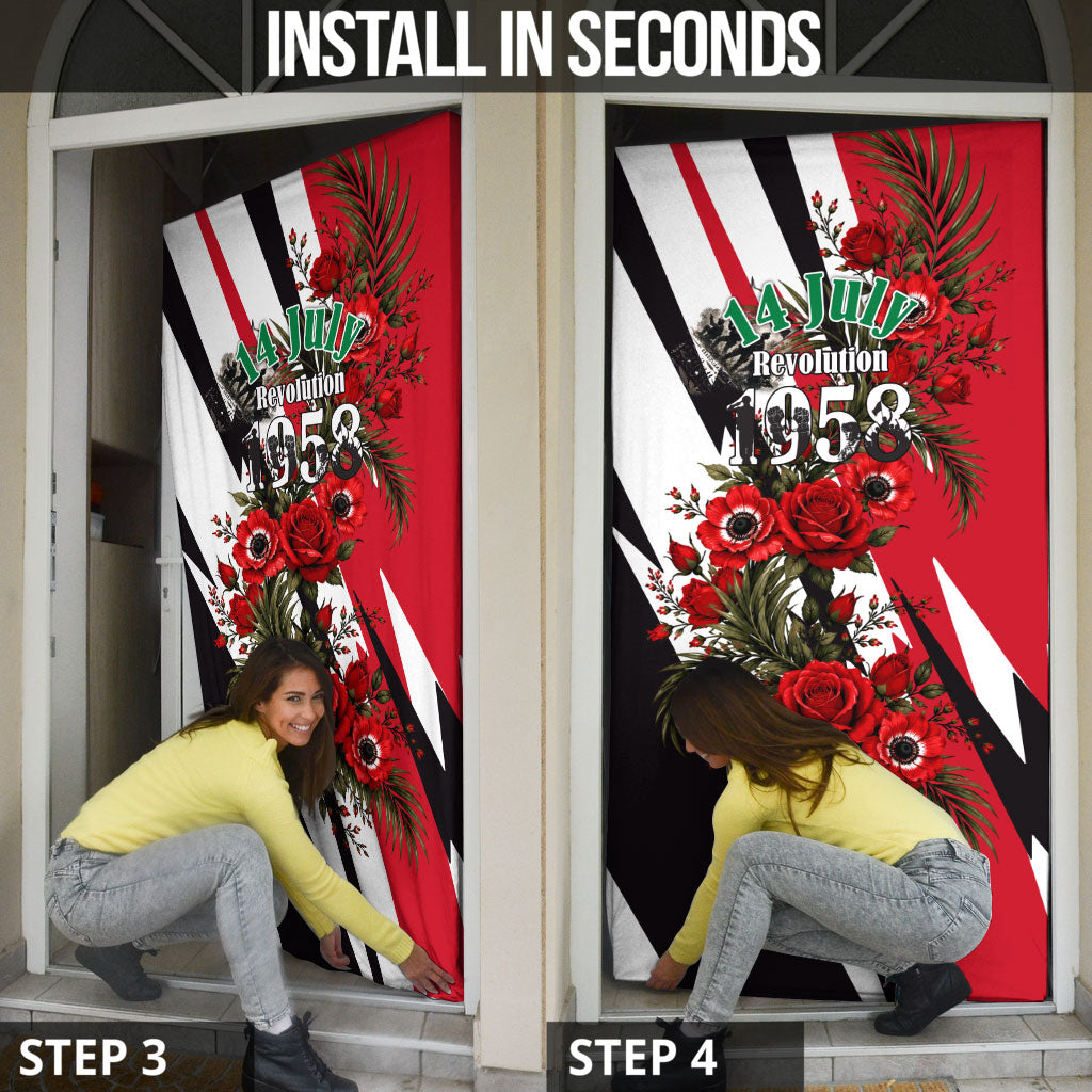 Iraq Revolution Soaring Eagle Door Cover Iraqi Flag Red Roses Floral Design