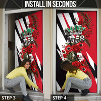 Iraq Revolution Soaring Eagle Door Cover Iraqi Flag Red Roses Floral Design