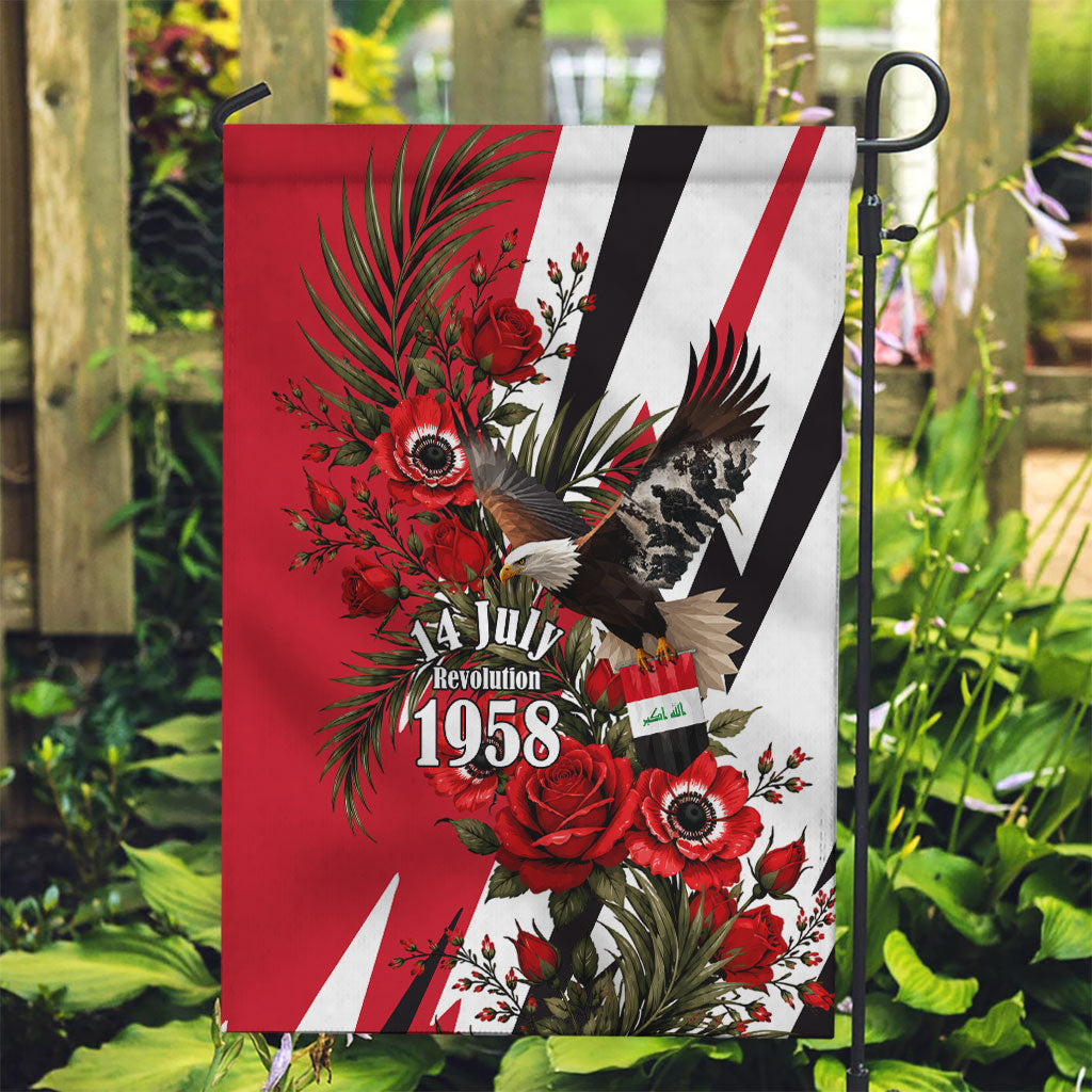 Iraq Revolution Soaring Eagle Garden Flag Iraqi Flag Red Roses Floral Design