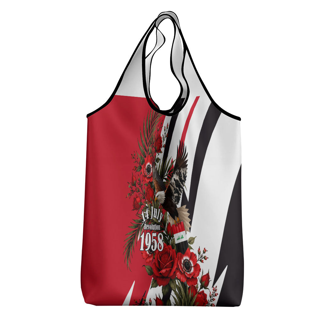 Iraq Revolution Soaring Eagle Grocery Bag Iraqi Flag Red Roses Floral Design