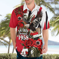 Iraq Revolution Soaring Eagle Hawaiian Shirt Iraqi Flag Red Roses Floral Design