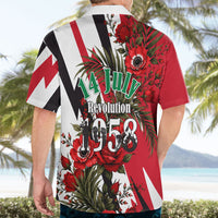 Iraq Revolution Soaring Eagle Hawaiian Shirt Iraqi Flag Red Roses Floral Design