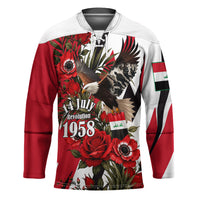 Iraq Revolution Soaring Eagle Hockey Jersey Iraqi Flag Red Roses Floral Design