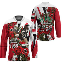 Iraq Revolution Soaring Eagle Hockey Jersey Iraqi Flag Red Roses Floral Design