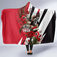 Iraq Revolution Soaring Eagle Hooded Blanket Iraqi Flag Red Roses Floral Design