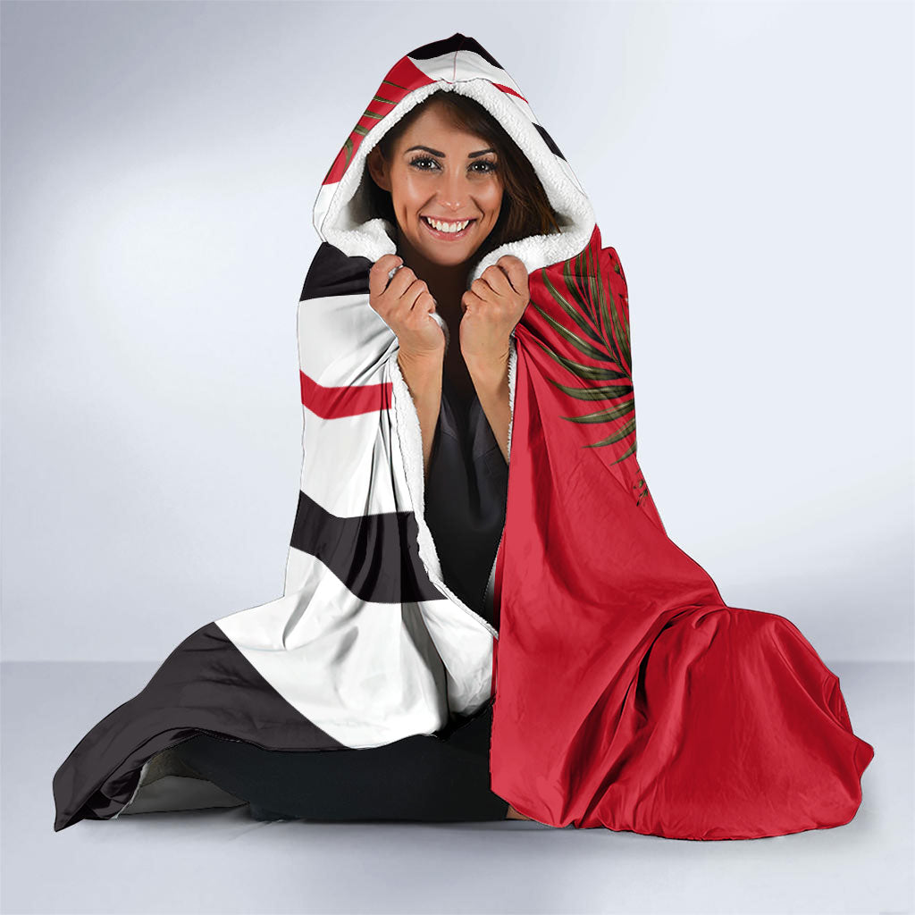 Iraq Revolution Soaring Eagle Hooded Blanket Iraqi Flag Red Roses Floral Design