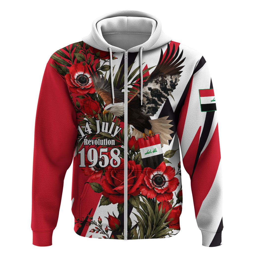 Iraq Revolution Soaring Eagle Hoodie Iraqi Flag Red Roses Floral Design