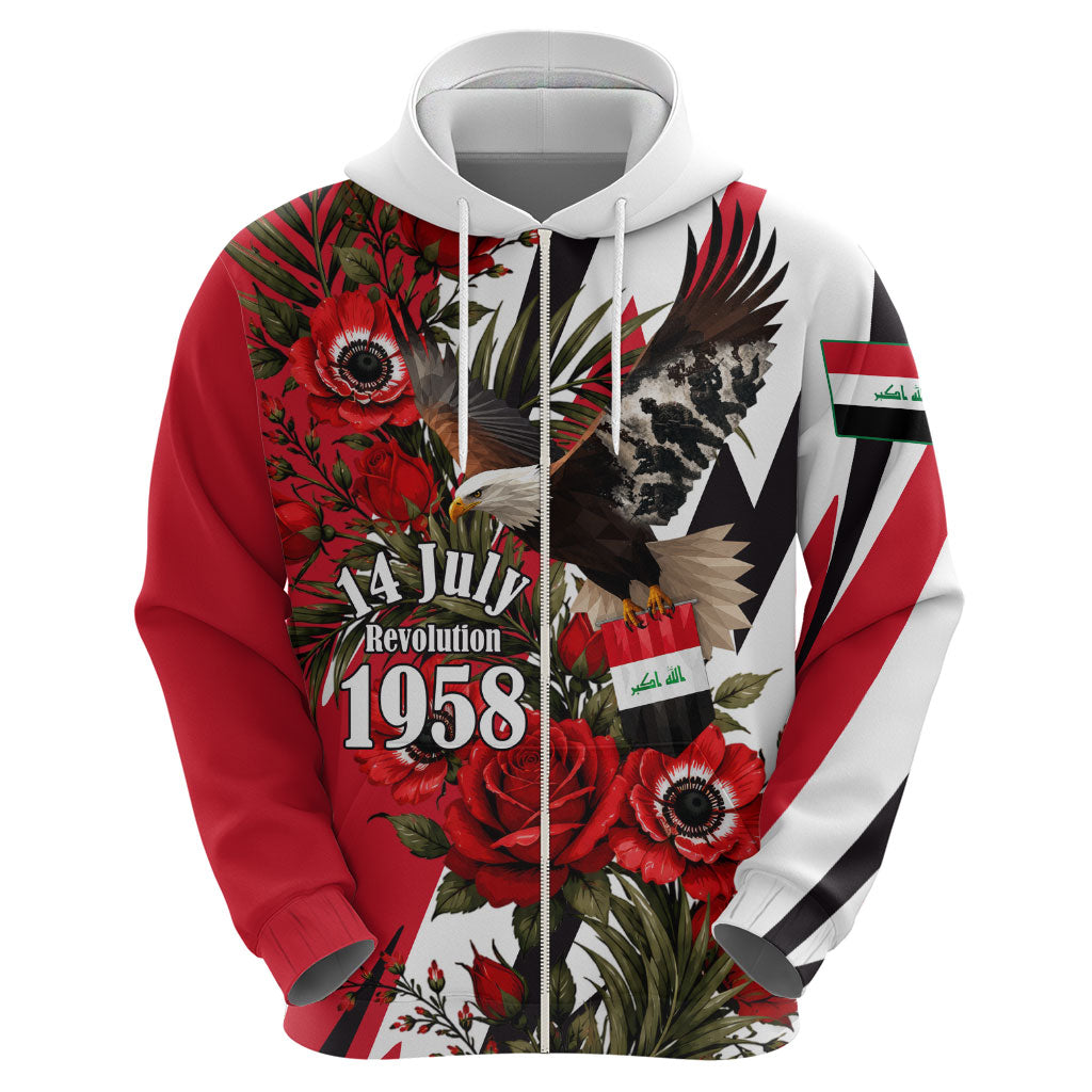 Iraq Revolution Soaring Eagle Hoodie Iraqi Flag Red Roses Floral Design
