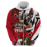 Iraq Revolution Soaring Eagle Hoodie Iraqi Flag Red Roses Floral Design