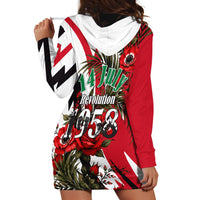 Iraq Revolution Soaring Eagle Hoodie Dress Iraqi Flag Red Roses Floral Design
