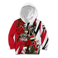 Iraq Revolution Soaring Eagle Kid Hoodie Iraqi Flag Red Roses Floral Design