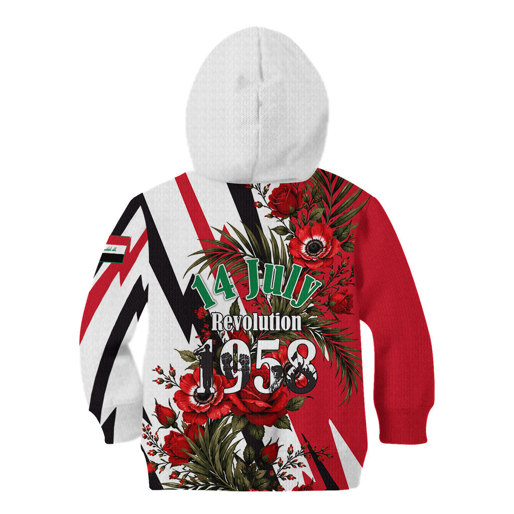 Iraq Revolution Soaring Eagle Kid Hoodie Iraqi Flag Red Roses Floral Design