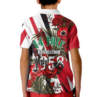 Iraq Revolution Soaring Eagle Kid Polo Shirt Iraqi Flag Red Roses Floral Design