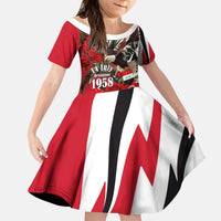 Iraq Revolution Soaring Eagle Kid Short Sleeve Dress Iraqi Flag Red Roses Floral Design