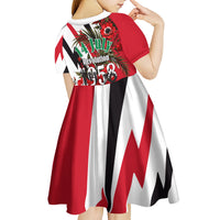 Iraq Revolution Soaring Eagle Kid Short Sleeve Dress Iraqi Flag Red Roses Floral Design