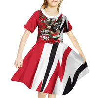 Iraq Revolution Soaring Eagle Kid Short Sleeve Dress Iraqi Flag Red Roses Floral Design