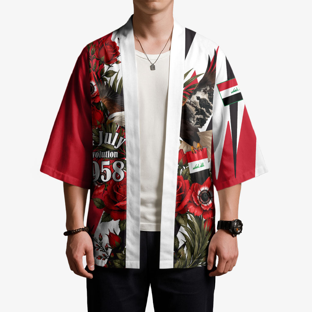 Iraq Revolution Soaring Eagle Kimono Iraqi Flag Red Roses Floral Design