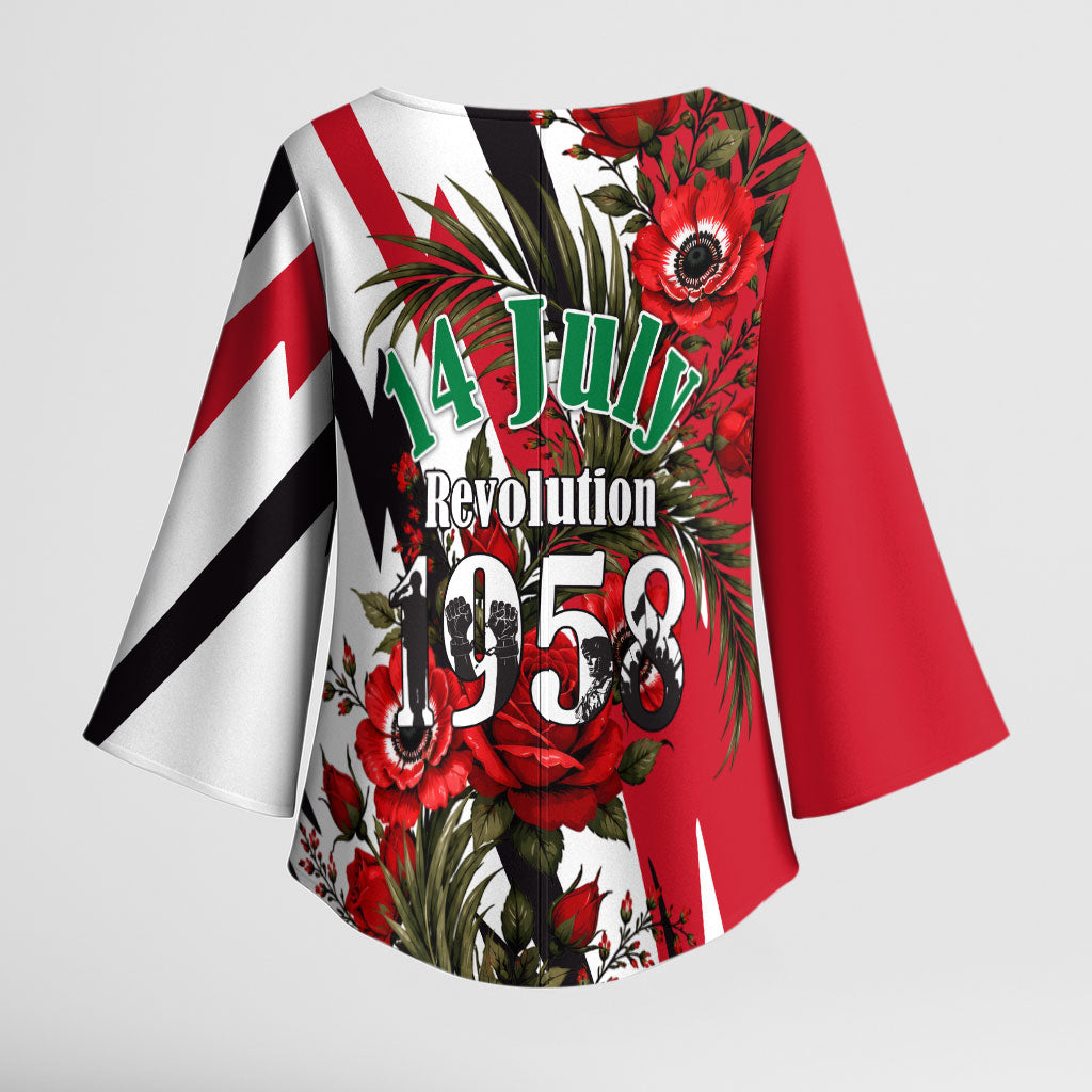 Iraq Revolution Soaring Eagle Kimono Sleeve Blouse Iraqi Flag Red Roses Floral Design