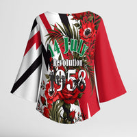 Iraq Revolution Soaring Eagle Kimono Sleeve Blouse Iraqi Flag Red Roses Floral Design