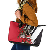 Iraq Revolution Soaring Eagle Leather Tote Bag Iraqi Flag Red Roses Floral Design