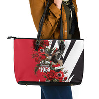 Iraq Revolution Soaring Eagle Leather Tote Bag Iraqi Flag Red Roses Floral Design