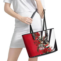 Iraq Revolution Soaring Eagle Leather Tote Bag Iraqi Flag Red Roses Floral Design