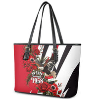 Iraq Revolution Soaring Eagle Leather Tote Bag Iraqi Flag Red Roses Floral Design